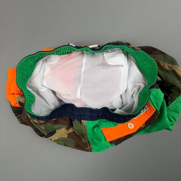 Polo Ralph Lauren Swim Trunks Boys XL Camo Orange Colorblock Mesh Lined Shorts - Picture 3 of 6